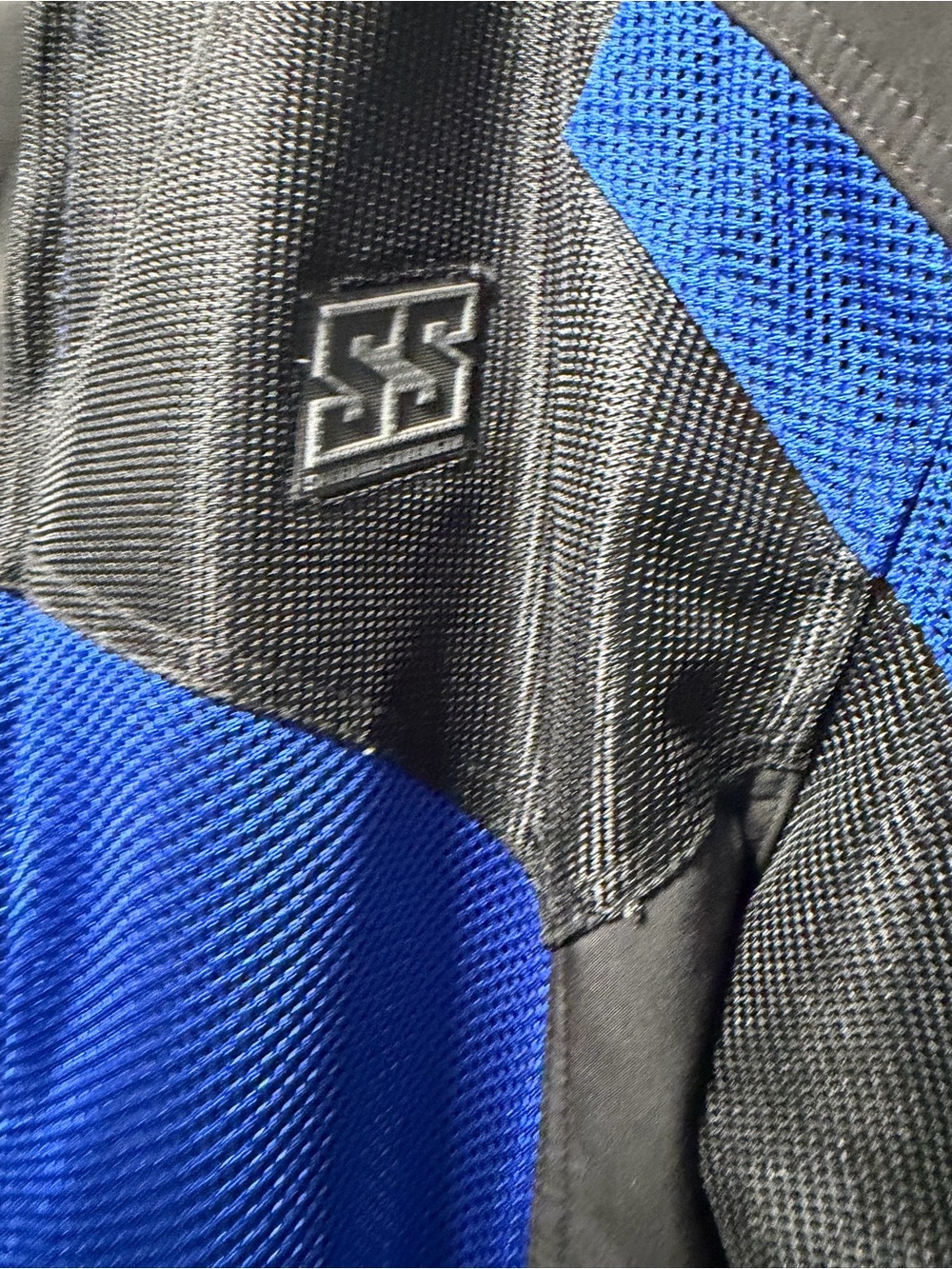 Performance Motorcycle Jacket - Black & Blue Breathable Riding Shell - Picture 9 of 15